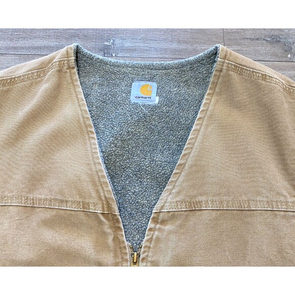 VTG Carhartt V26 MENS XXL Duck Sherpa Lined Vest Tan USA Made - Picture 2 of 6